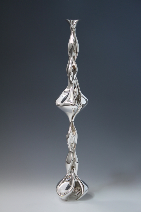 Pair of sterling silver objects Candle Sticks Sequence II, designed and executed by silversmith Wouter van Baalen, Amsterdam 2018