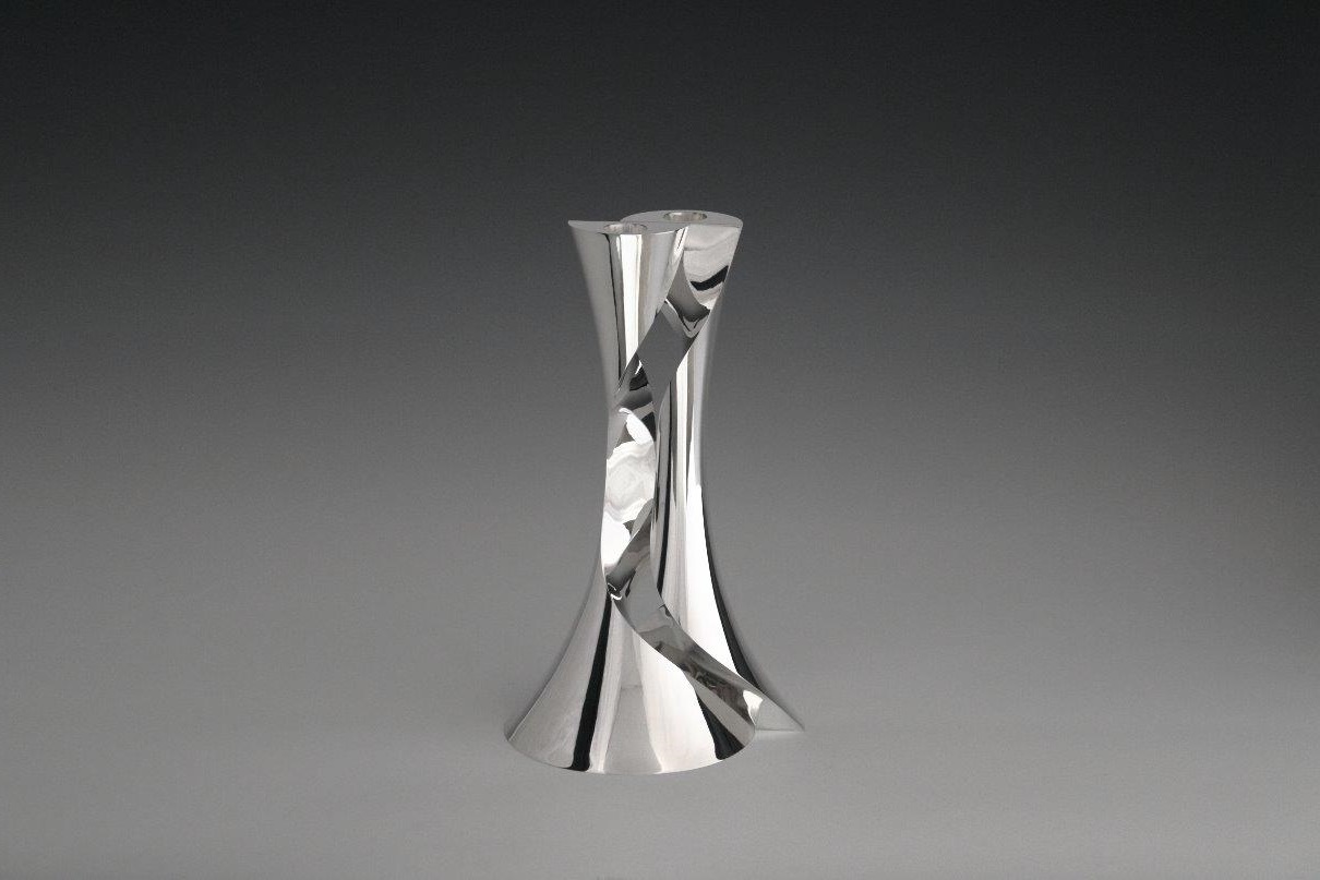 Silver candlesticks Twofold, designed and executed by silversmith Wouter van Baalen, Amsterdam 2009