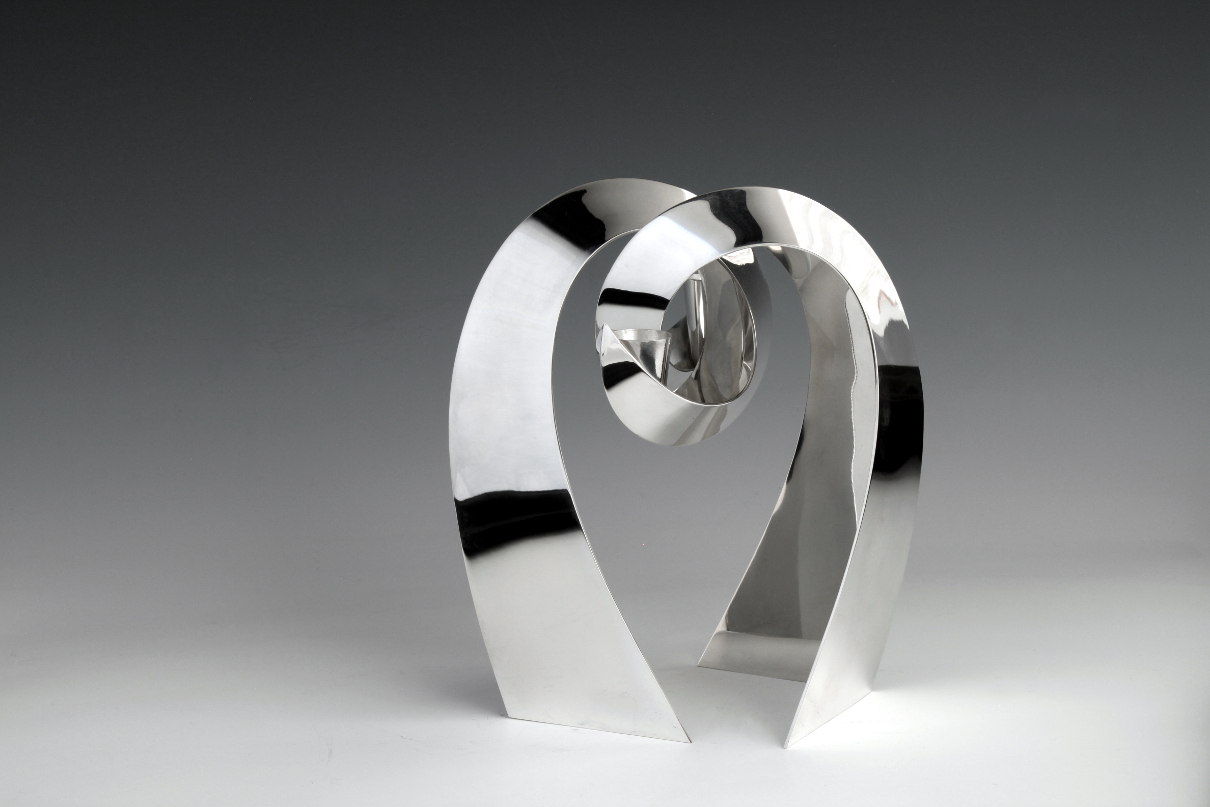 Sterling silver candlesticks Volutes, designed and executed by silversmith Wouter van Baalen, Amsterdam 2014