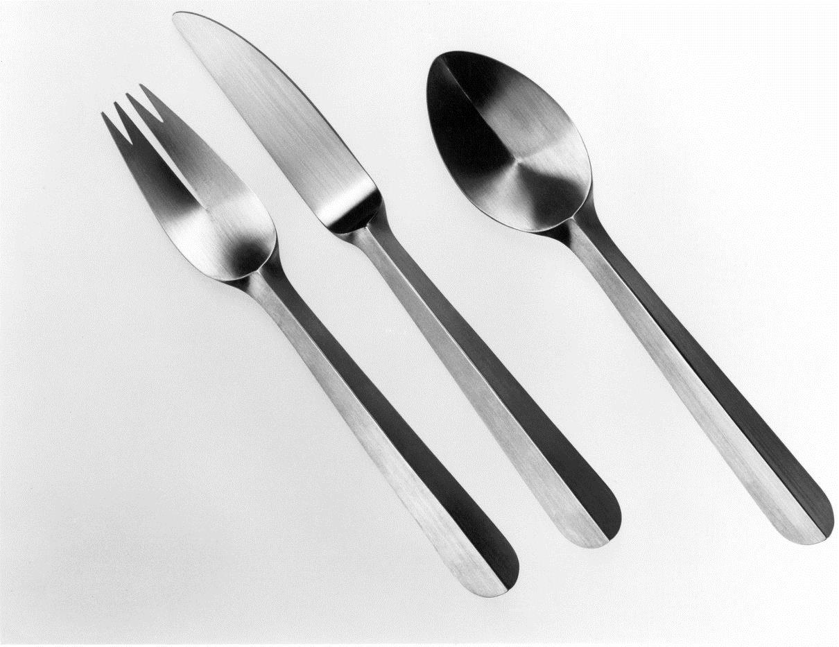 Sterling silver folded cutlery Fold. Designed and executed by silversmith Wouter van Baalen, Schoonhoven 1998